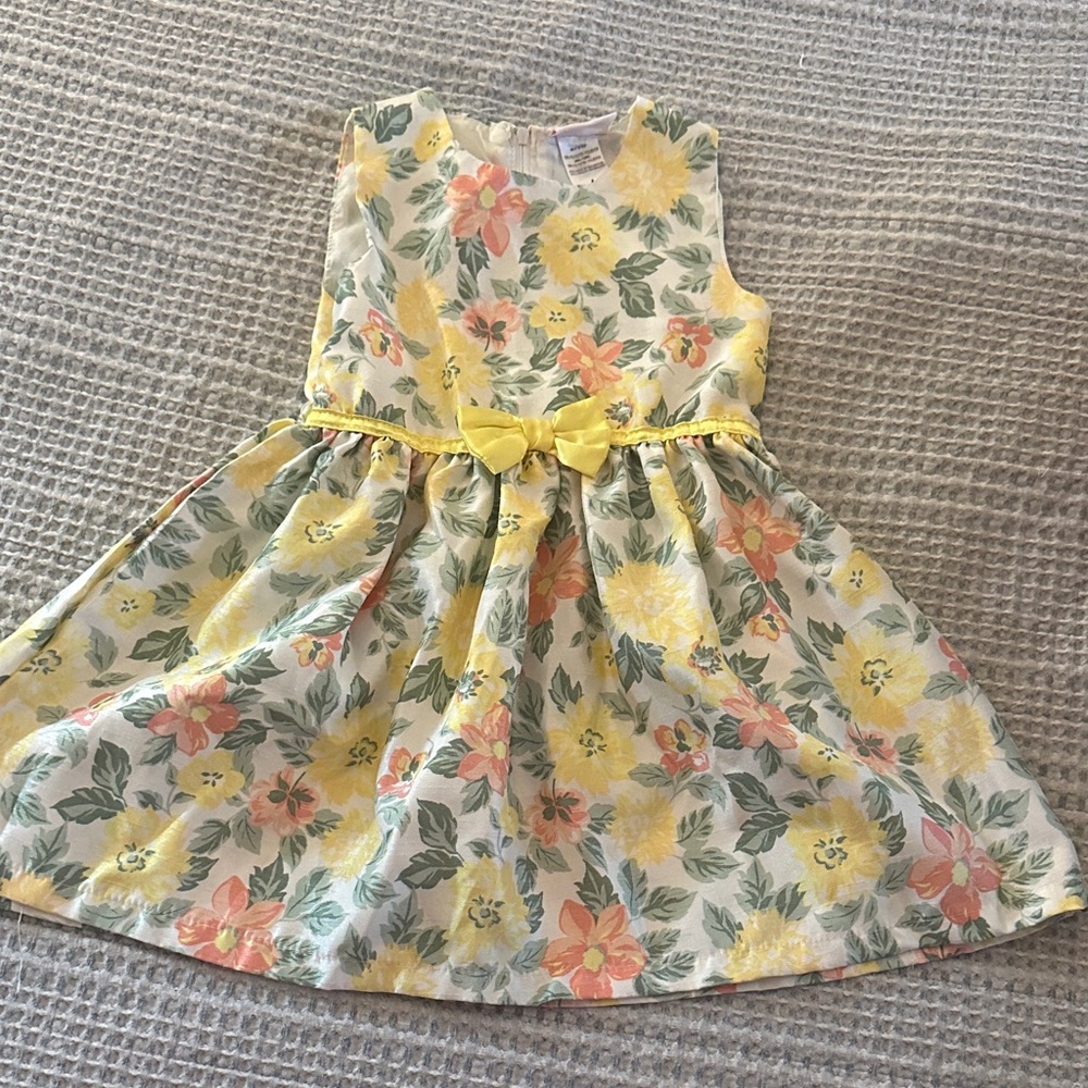 Little Lass Floral Dress with Yellow and Pink Accents